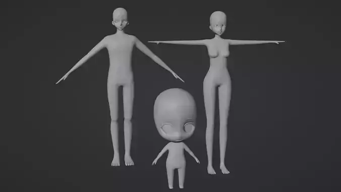 Anime Base Model Pack Low-poly 3D model