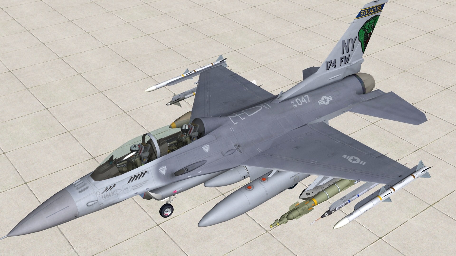 F16-D Fighting Falcon 174FW 3D Model Game ready .max .obj ...