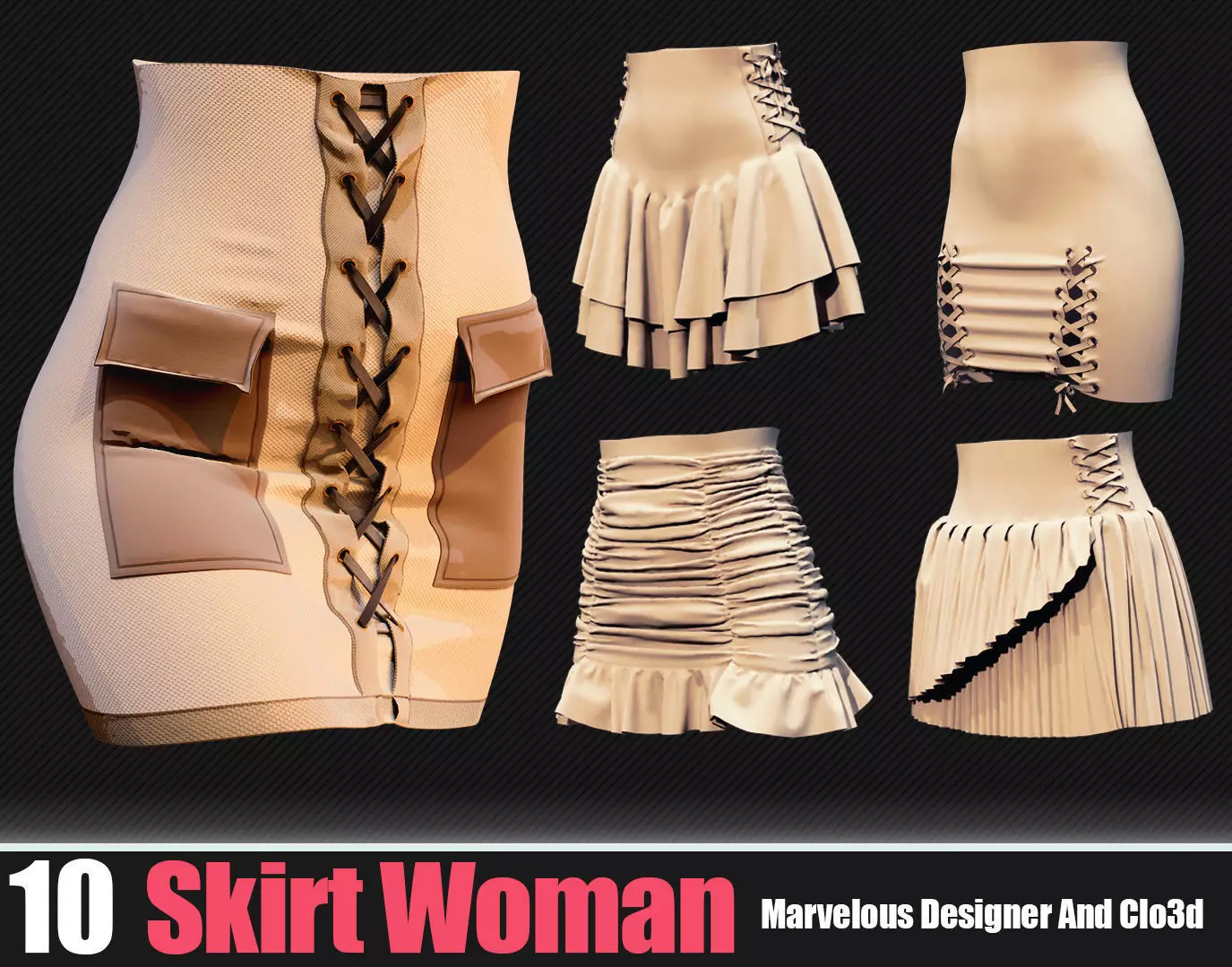 10 Skirts Women In n Marvelous Designer And Clo3d Vol 02 3D model