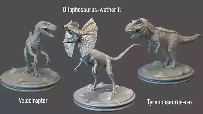 Printable dinosaur statue 3D Model Collection