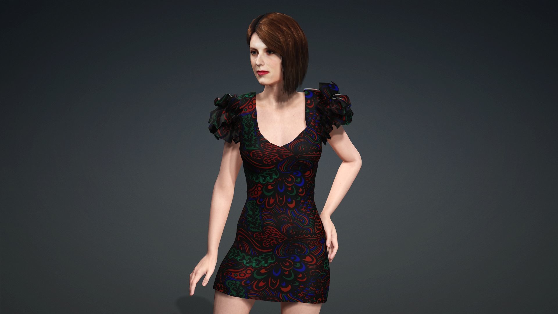 Anna Kendrick Rigged Animated 2500 Free animations tutorial Low-poly 3D model_11