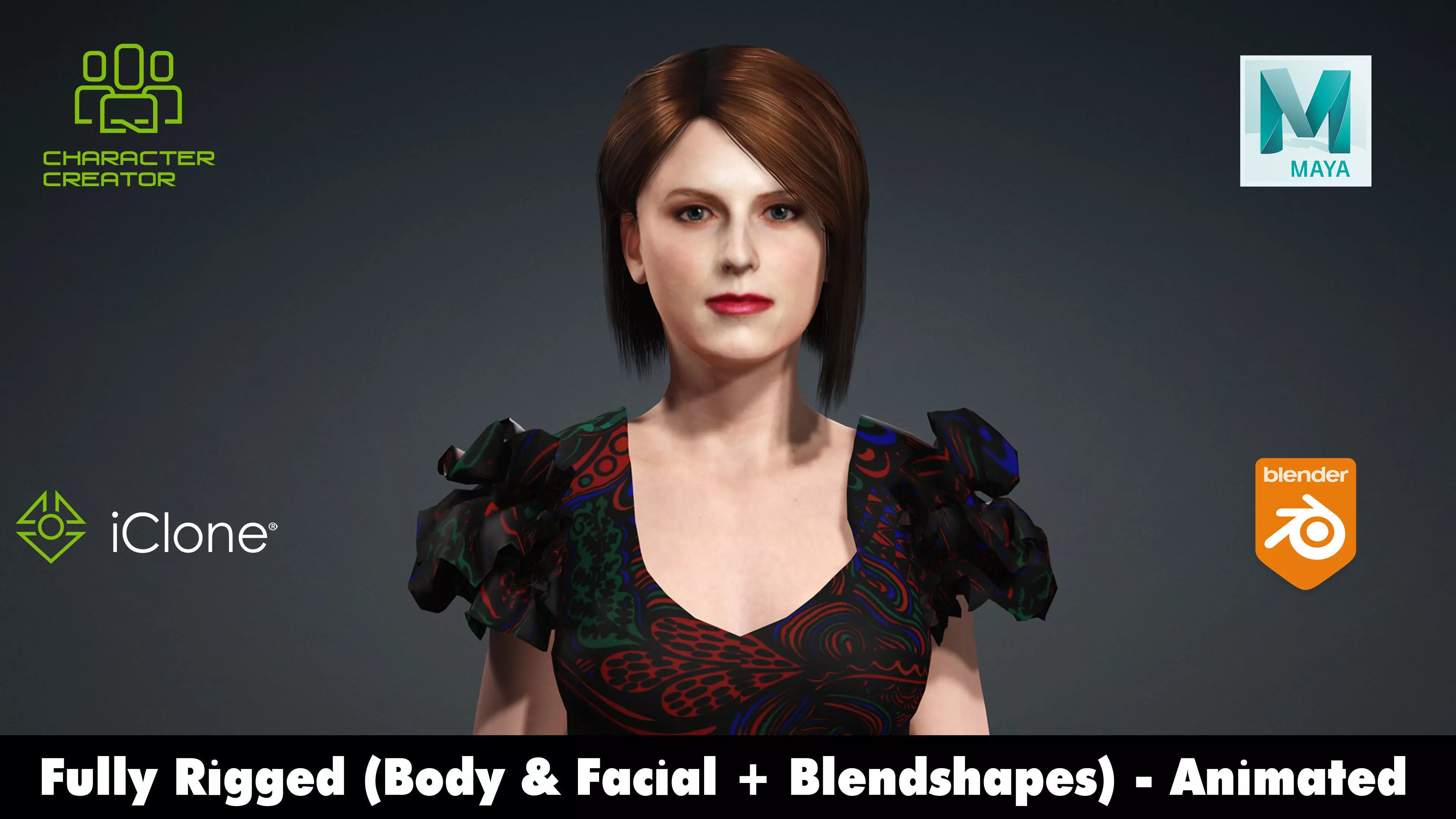 Anna Kendrick Rigged Animated 2500 Free animations tutorial Low-poly 3D model_0