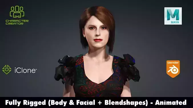 Anna Kendrick Rigged Animated 2500 Free animations tutorial Low-poly 3D model