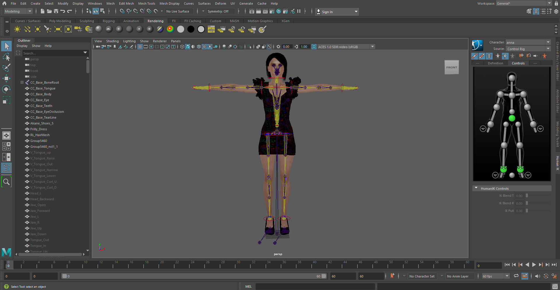 Anna Kendrick Rigged Animated 2500 Free animations tutorial Low-poly 3D model_14
