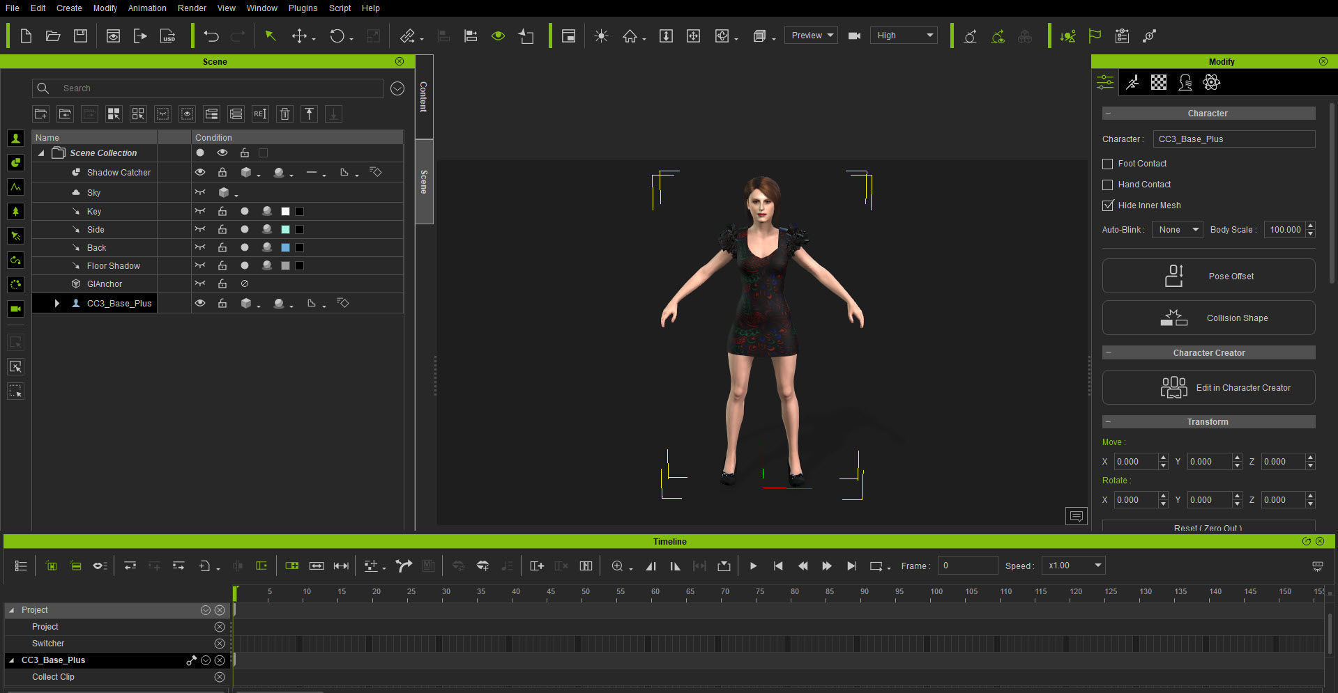 Anna Kendrick Rigged Animated 2500 Free animations tutorial Low-poly 3D model_13