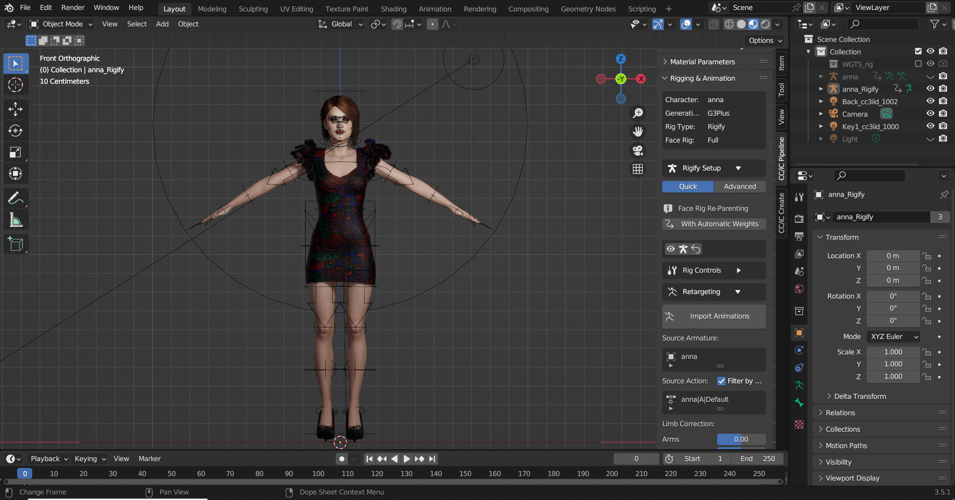 Anna Kendrick Rigged Animated 2500 Free animations tutorial Low-poly 3D model_15