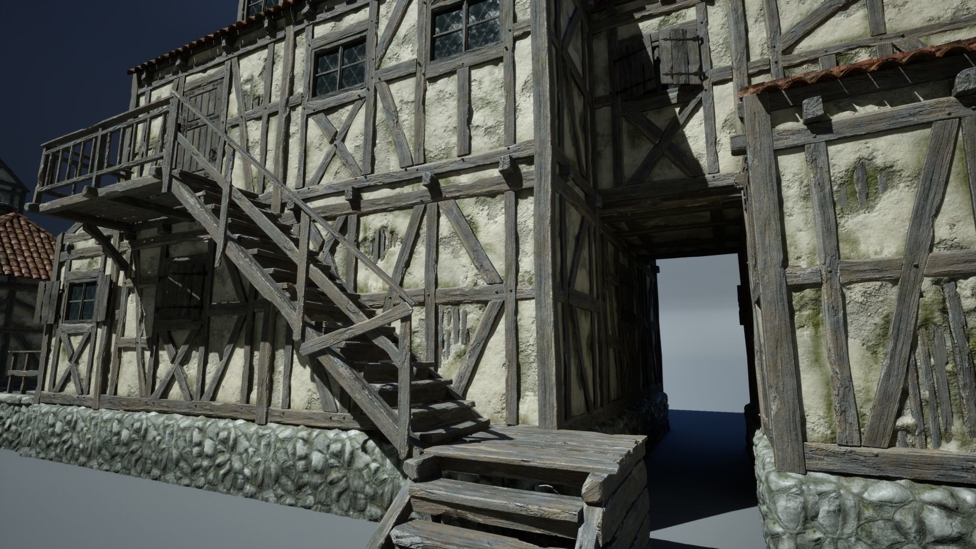 Modular Medieval Houses Game Ready Low-poly 3D model_10