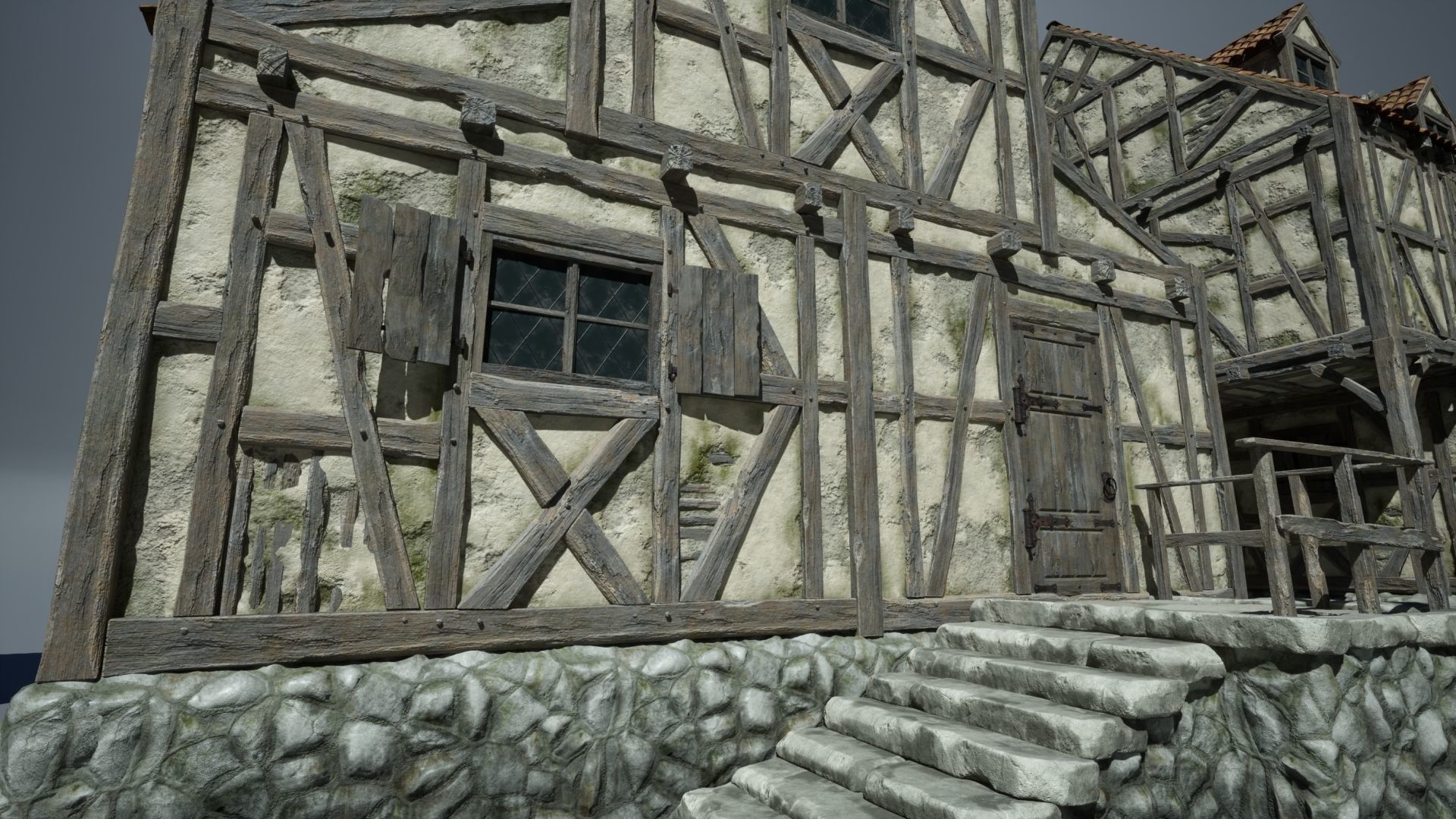 Modular Medieval Houses Game Ready Low-poly 3D model_14