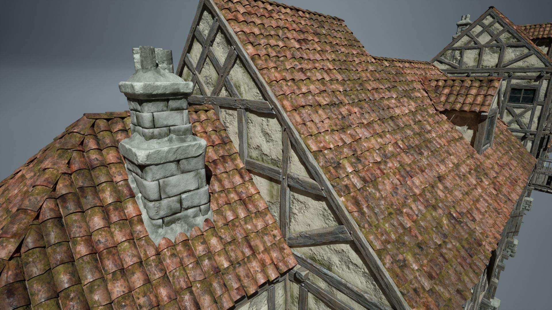 Modular Medieval Houses Game Ready Low-poly 3D model_13