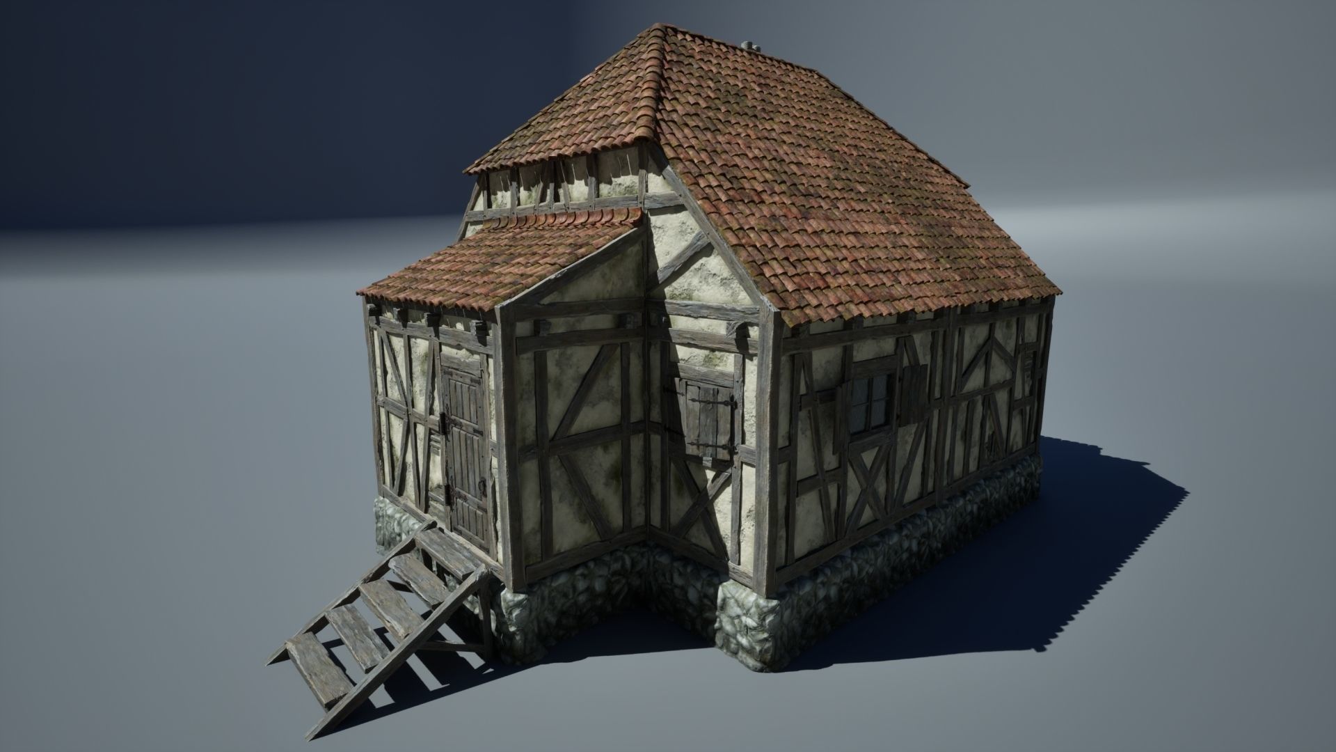 Modular Medieval Houses Game Ready Low-poly 3D model_8