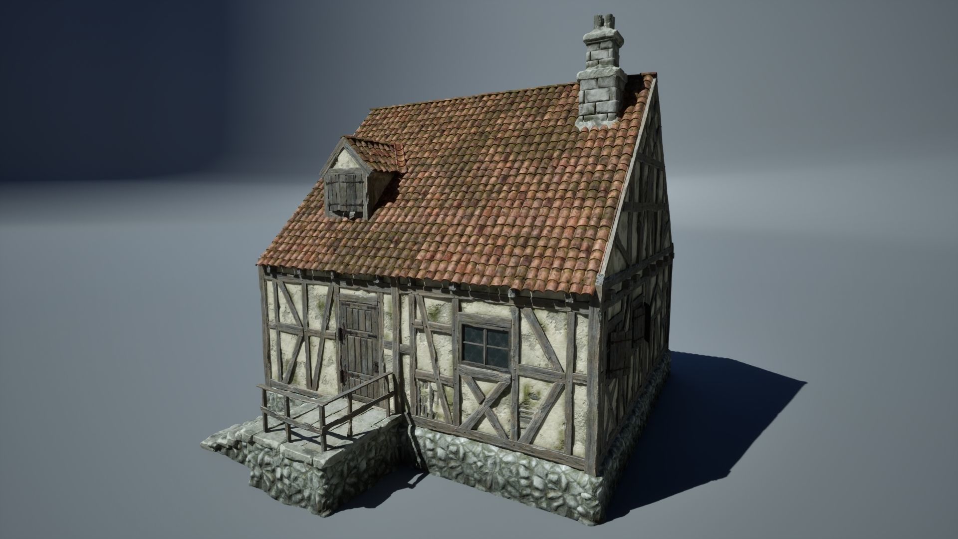 Modular Medieval Houses Game Ready Low-poly 3D model_9