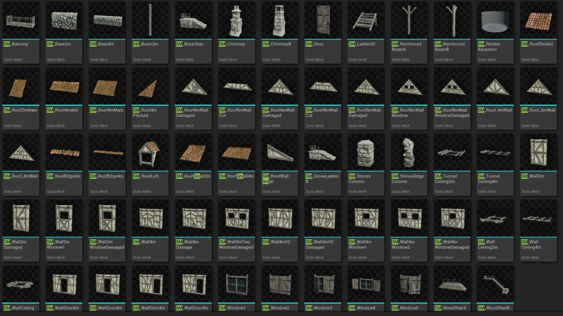 Modular Medieval Houses Game Ready Low-poly 3D model_15