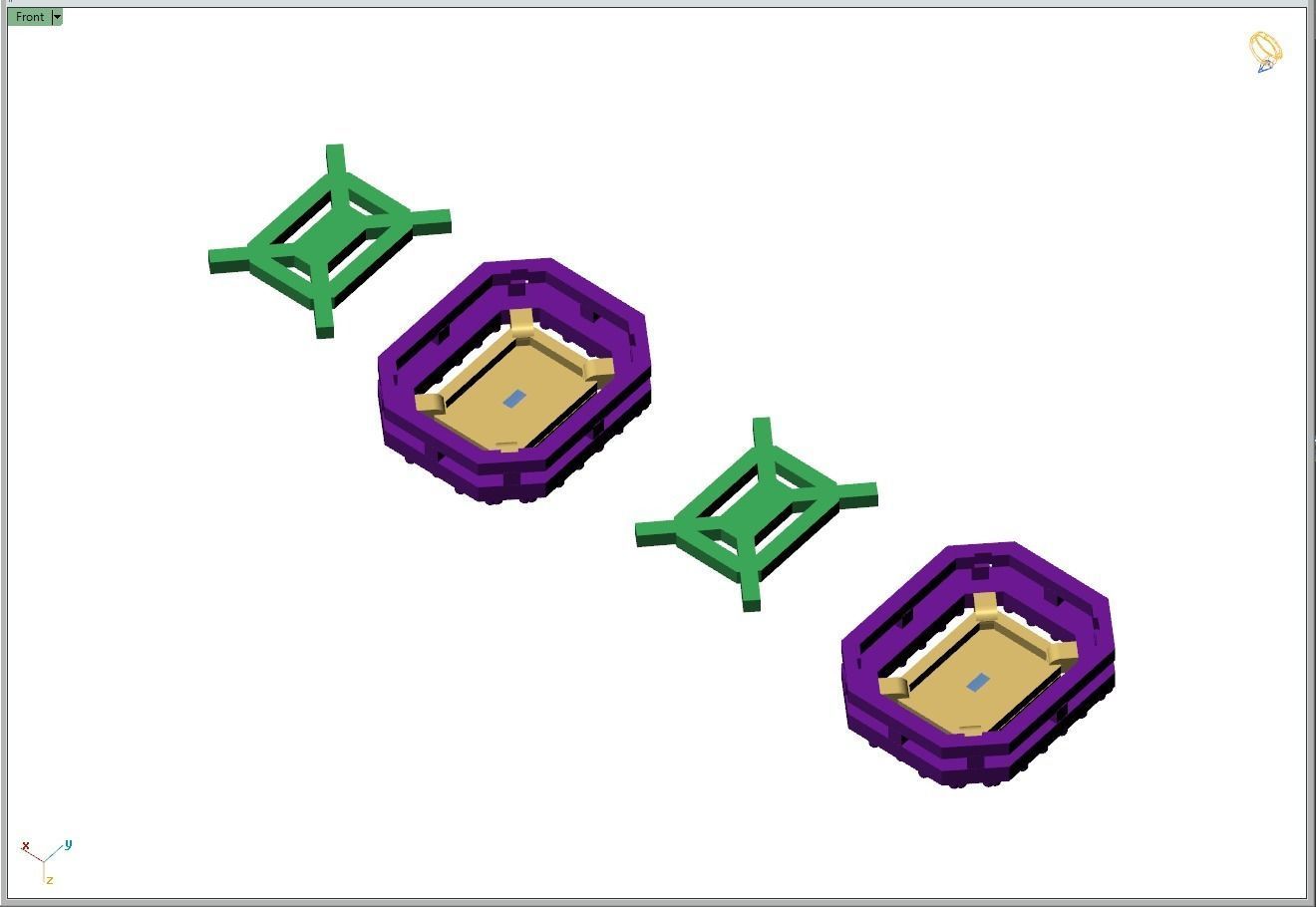 Custom Emerald Shape Cluster Diamond Studs - Earrings 3D print model_13