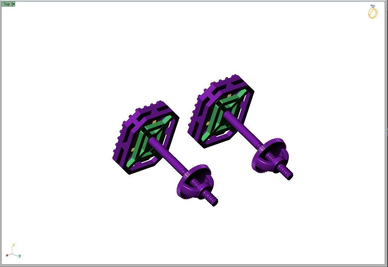 Custom Emerald Shape Cluster Diamond Studs - Earrings 3D print model_10