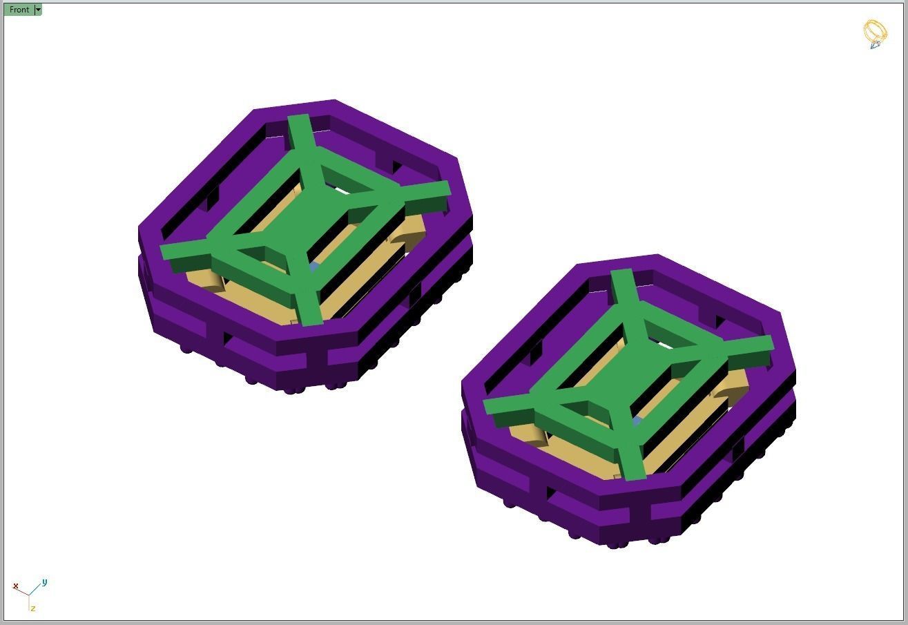 Custom Emerald Shape Cluster Diamond Studs - Earrings 3D print model_11