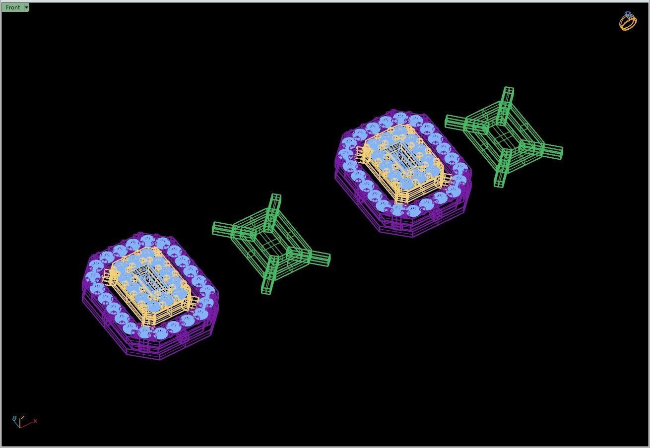 Custom Emerald Shape Cluster Diamond Studs - Earrings 3D print model_16