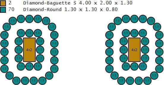 Custom Emerald Shape Cluster Diamond Studs - Earrings 3D print model_18