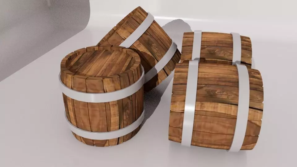 wooden drum bucket Free 3D model