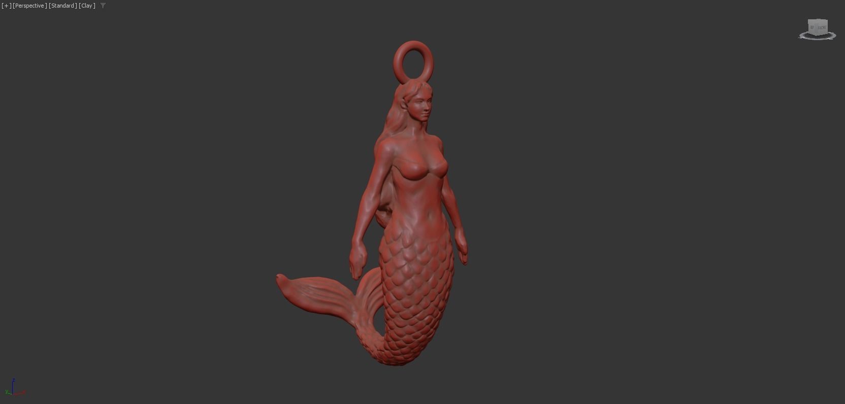 Mermaid Pendant jewelry gold 3D print model_6