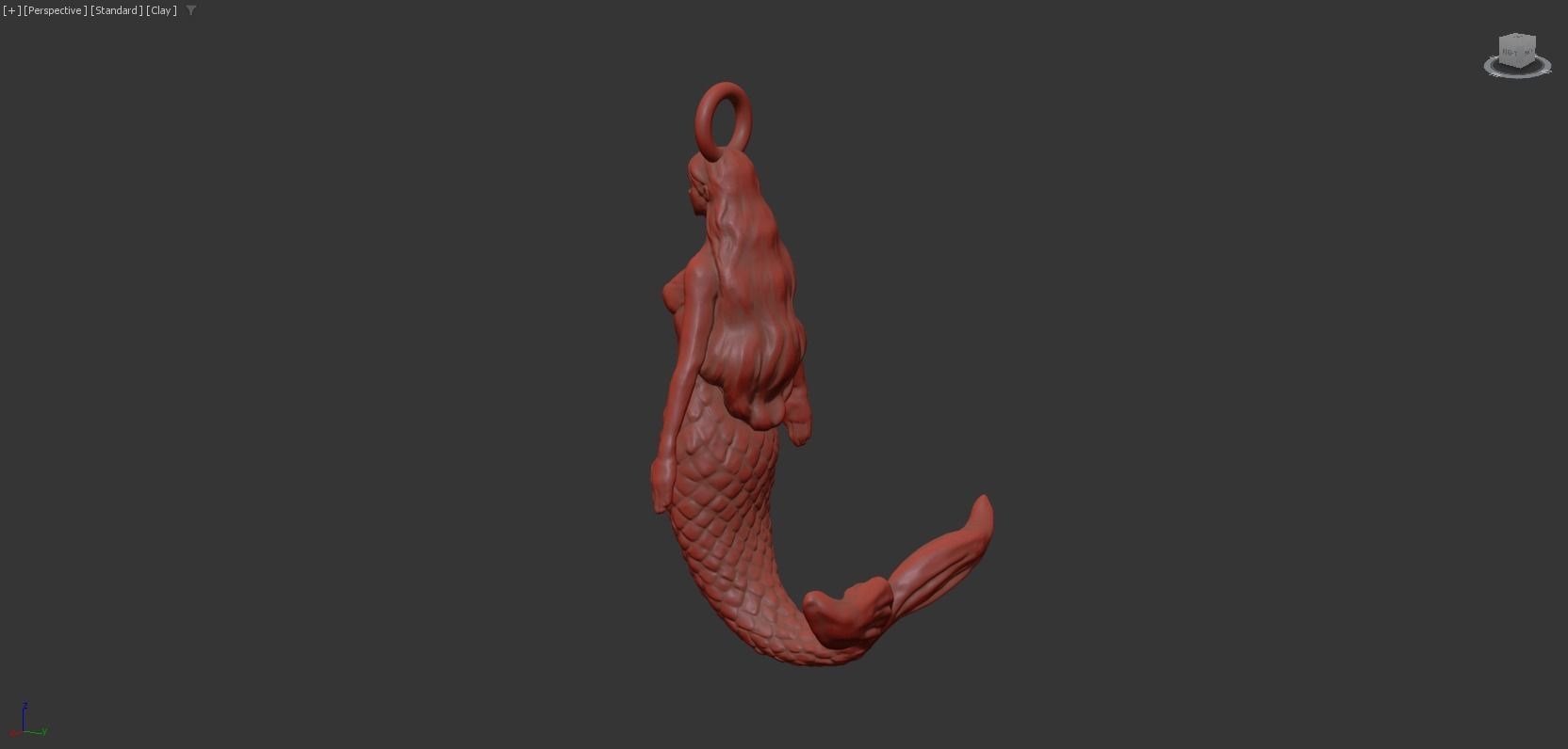 Mermaid Pendant jewelry gold 3D print model_7