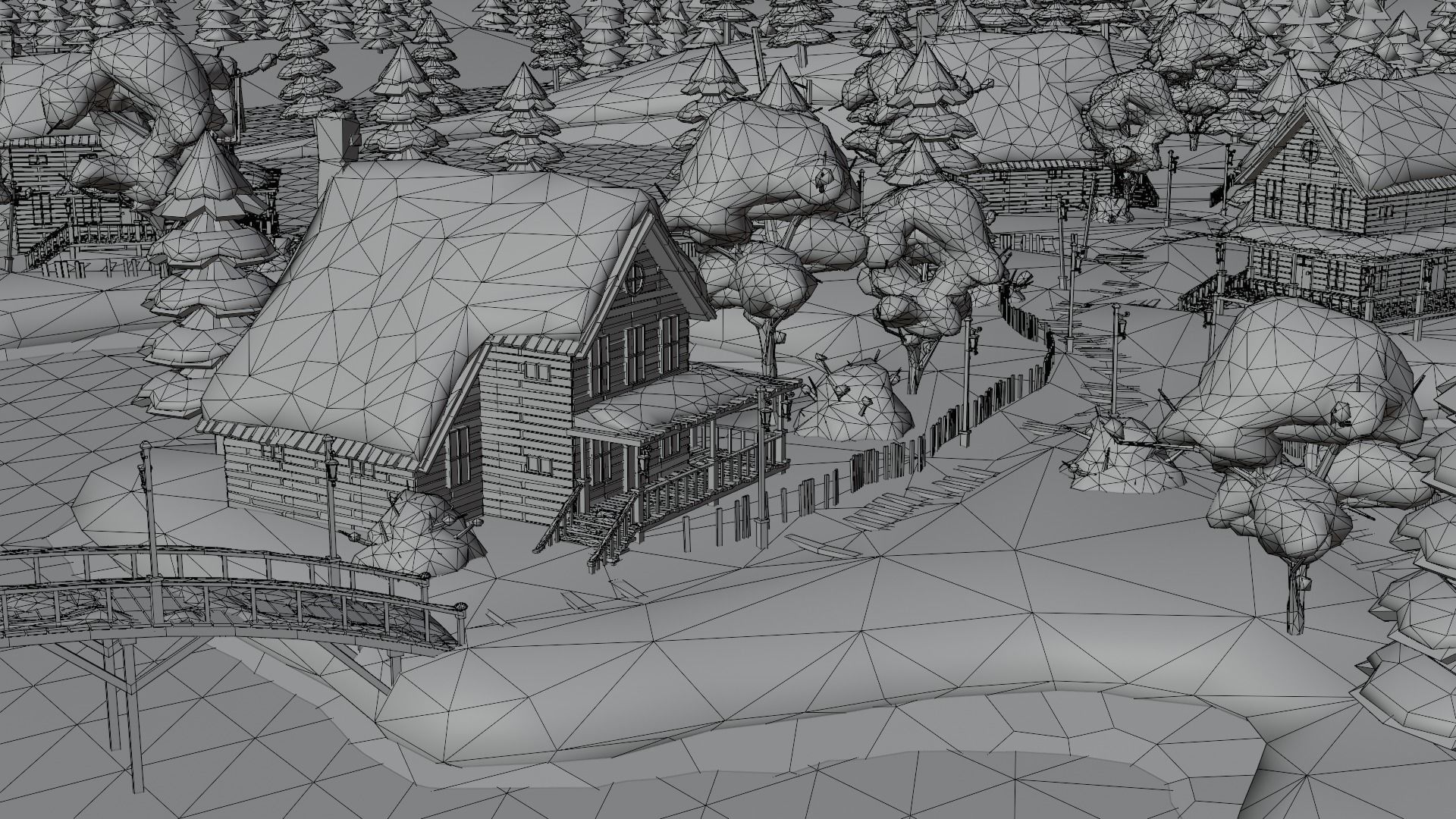 Village 3 Low-poly 3D model_8