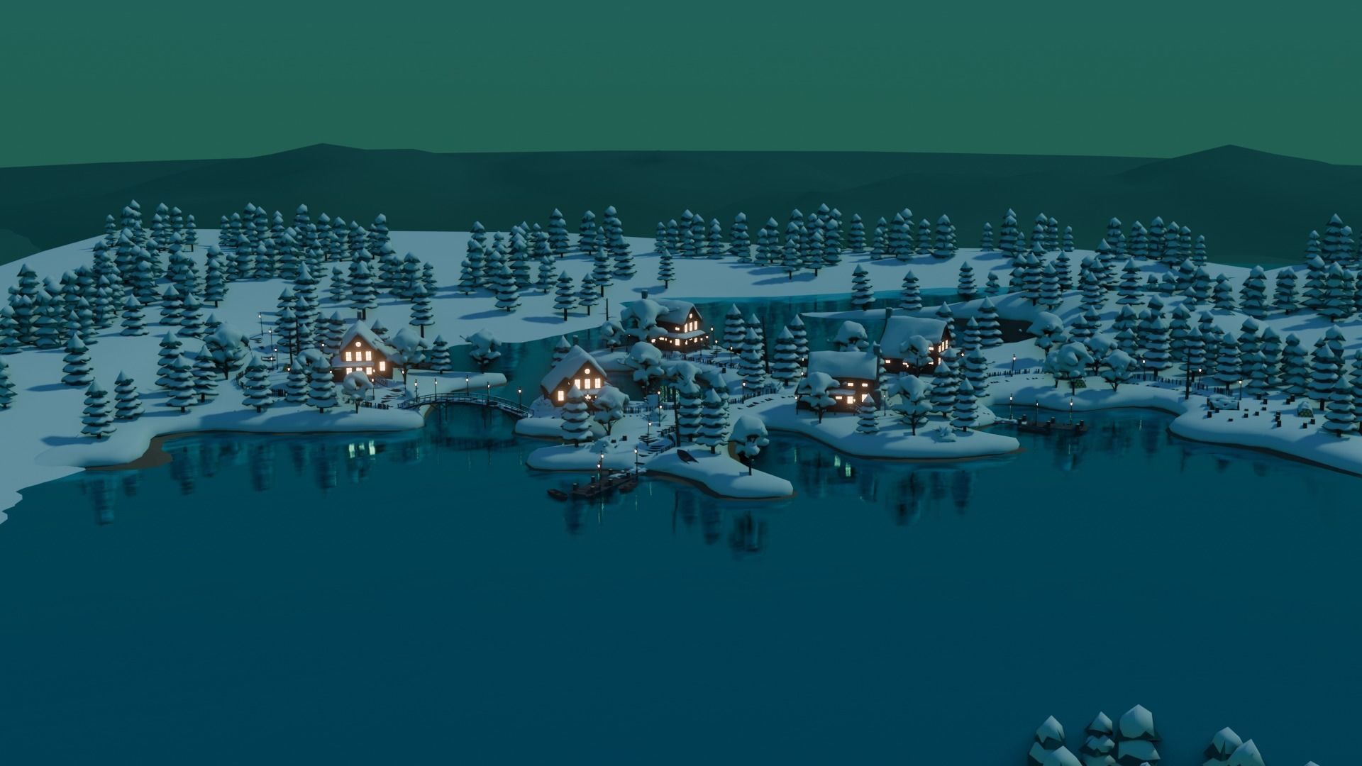 Village 3 Low-poly 3D model_6