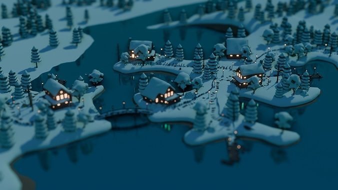 Village 3 Low-poly 3D model