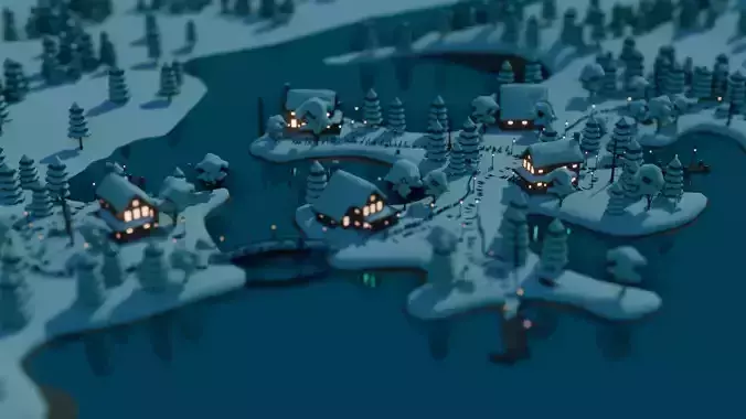 Village 3 Low-poly 3D model