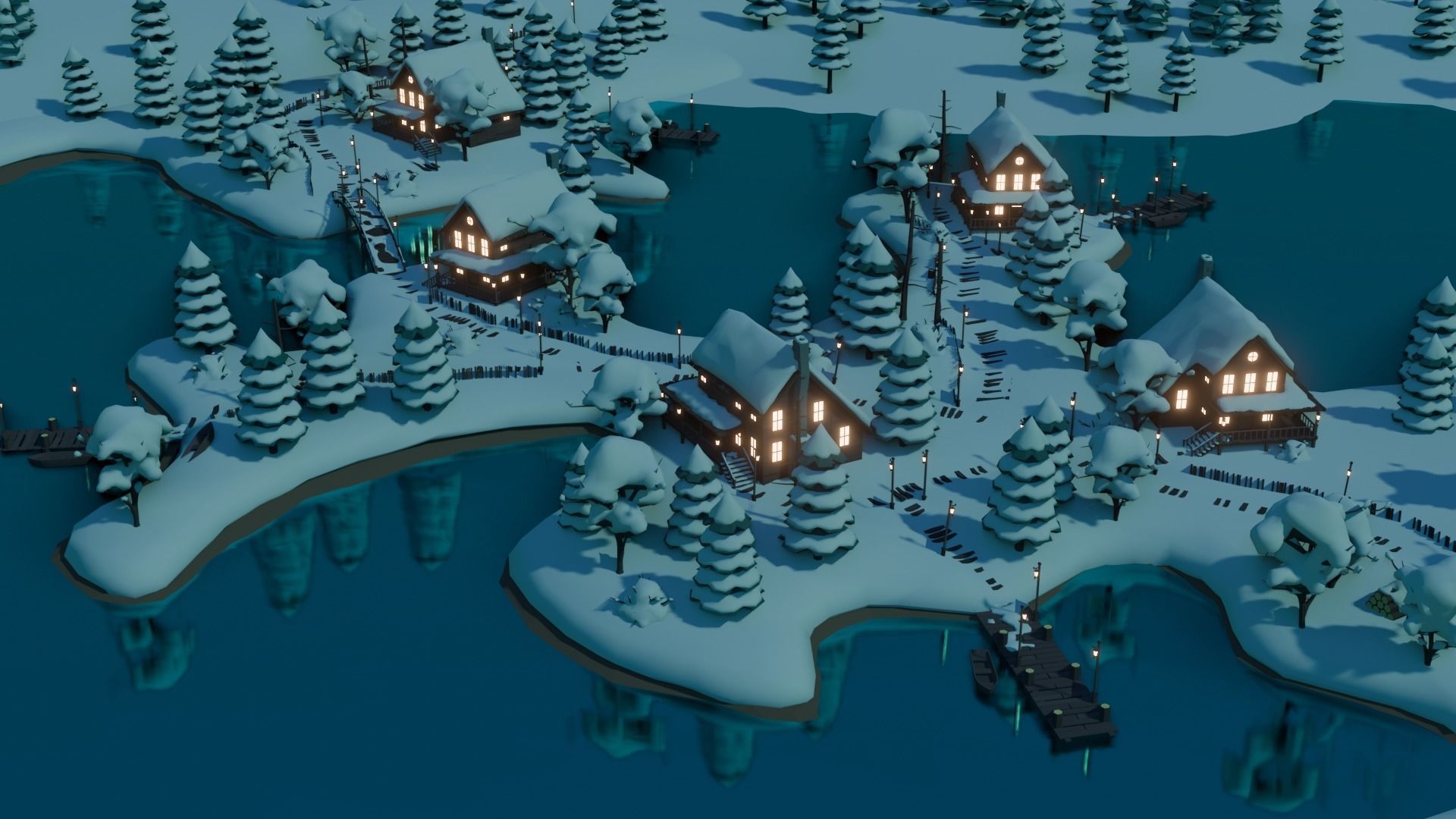 Village 3 Low-poly 3D model_2