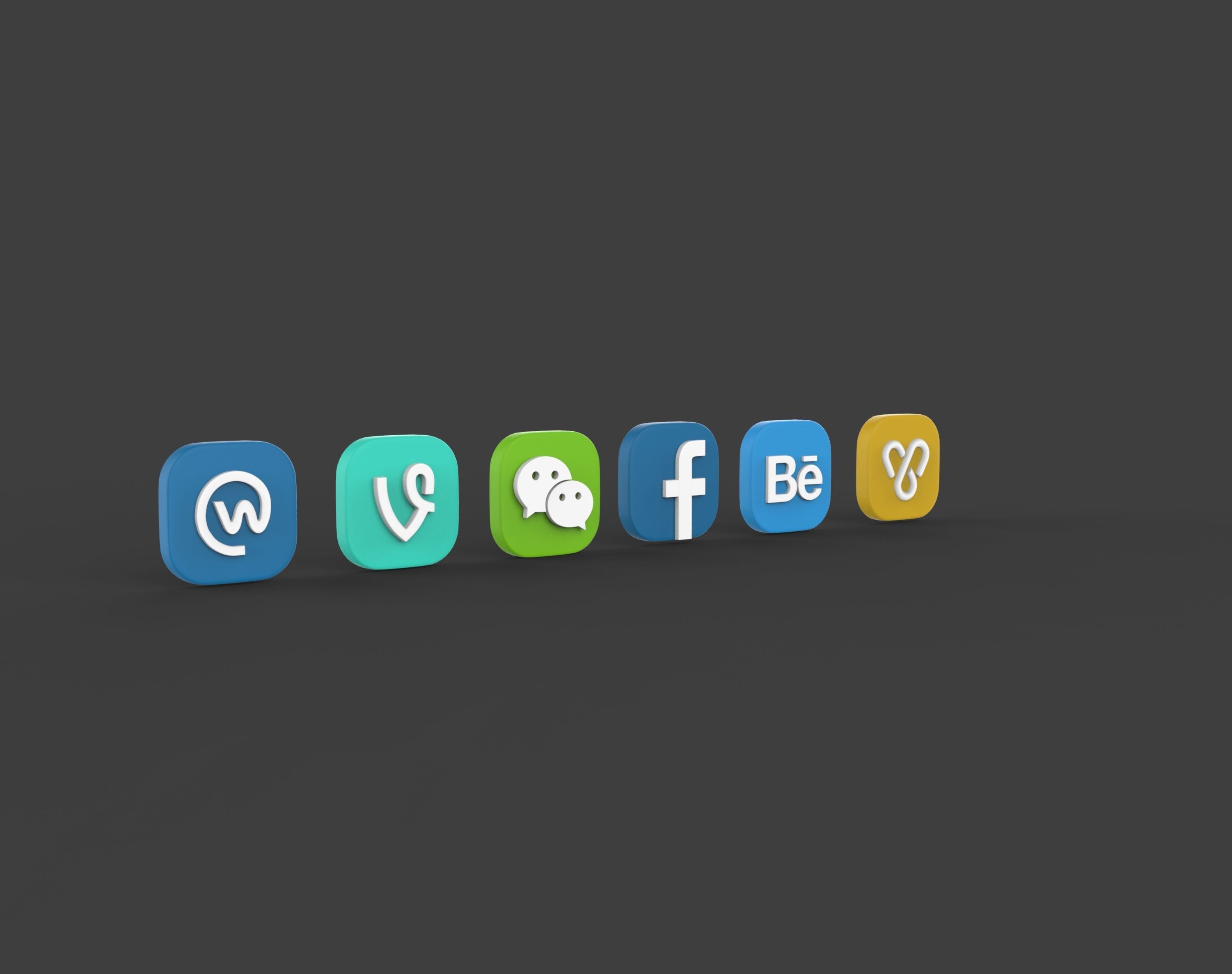social media icons 3D model_6