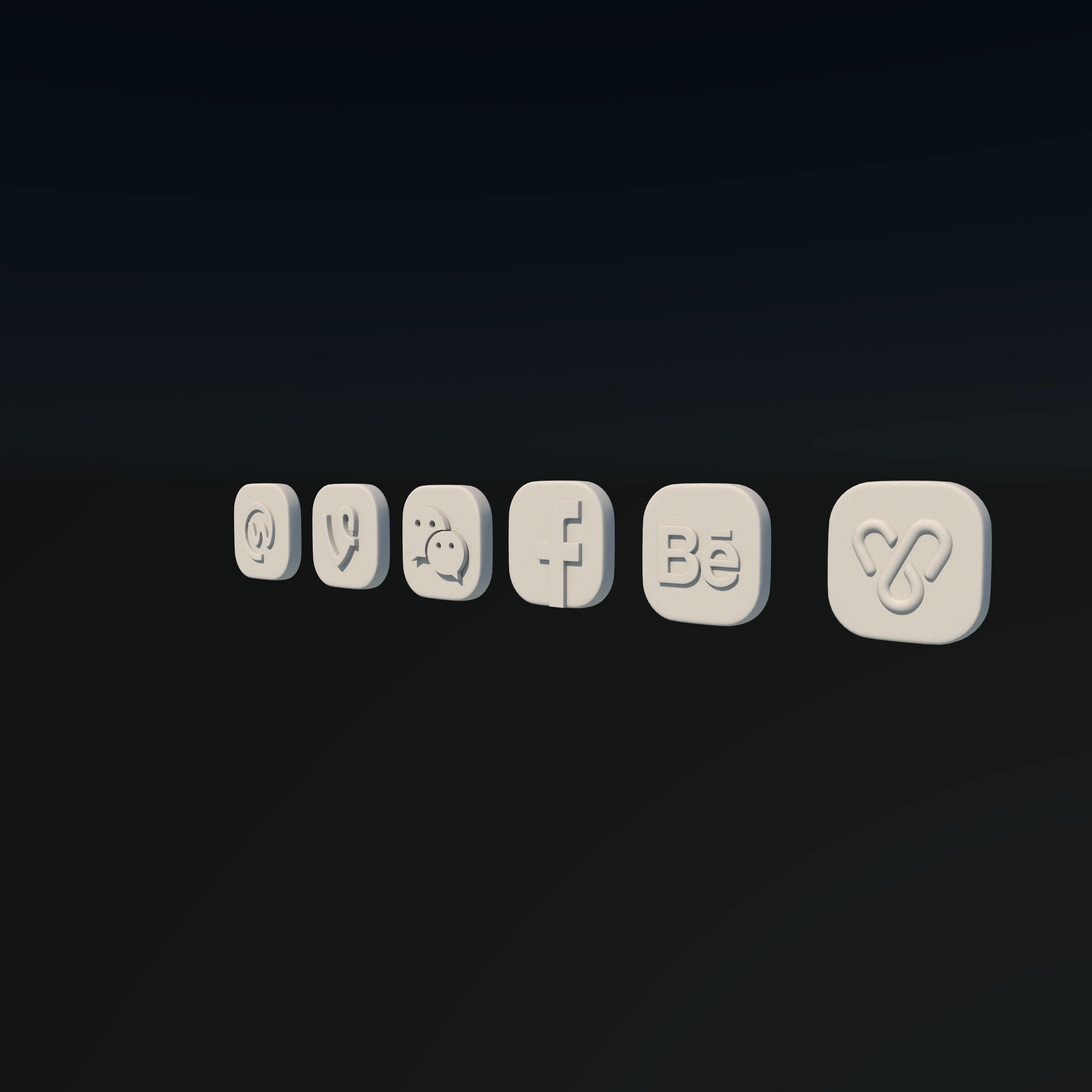 social media icons 3D model_8