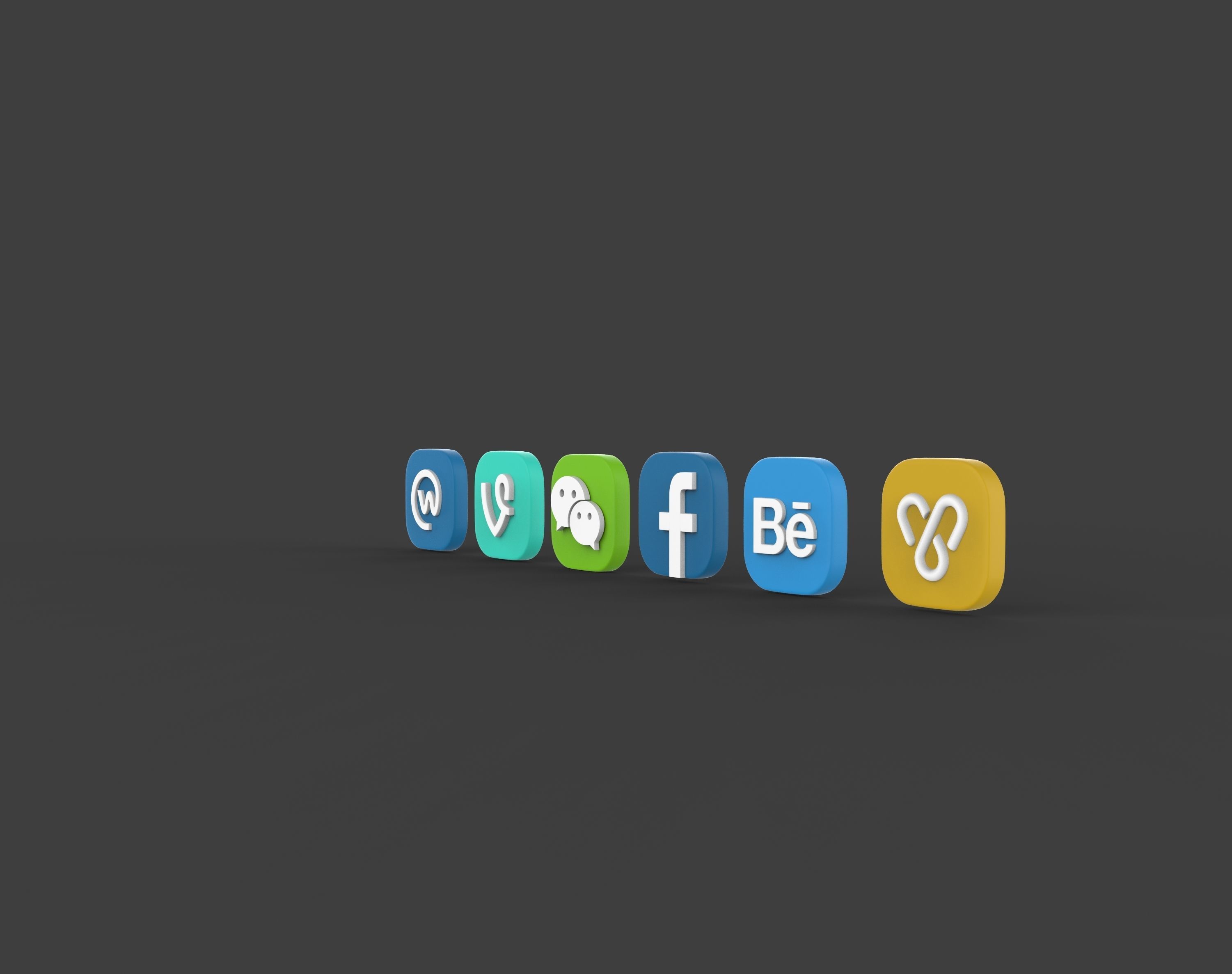 social media icons 3D model_5
