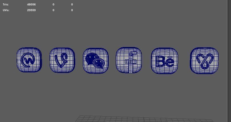 social media icons 3D model_10