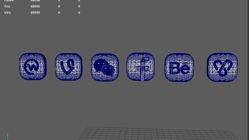 social media icons 3D model_11
