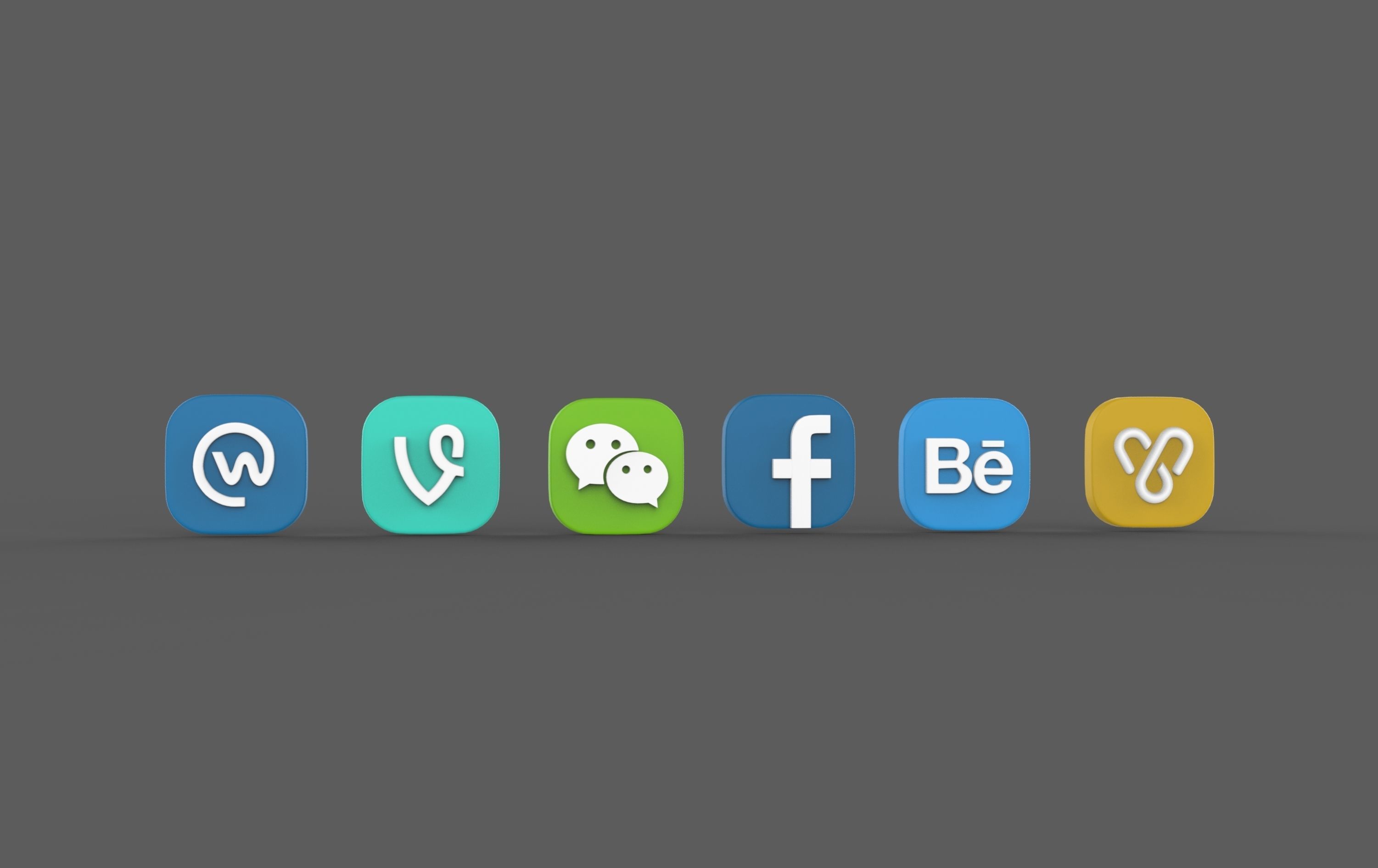 social media icons 3D model_4