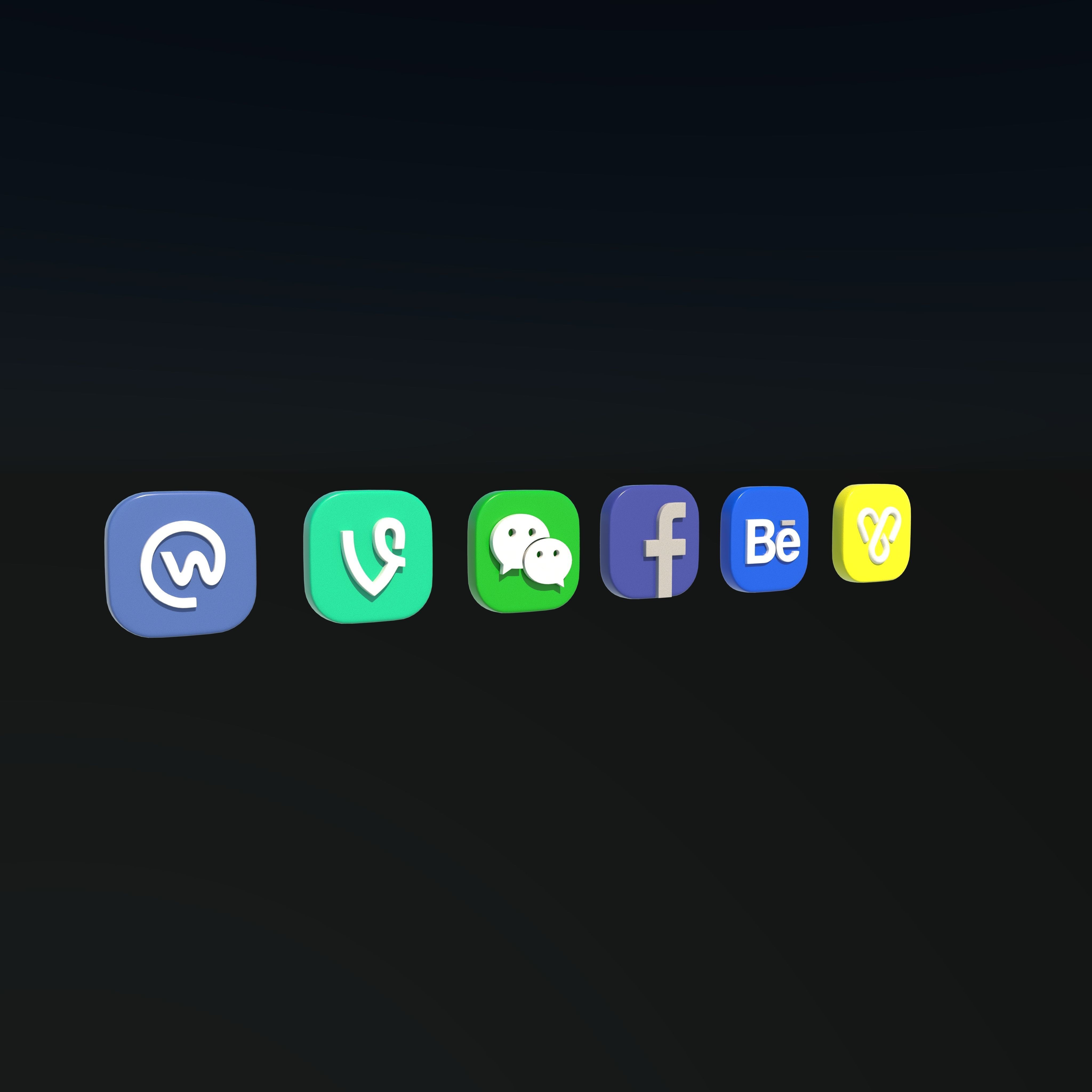 social media icons 3D model_3