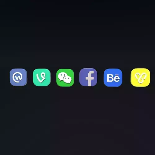social media icons 3D model