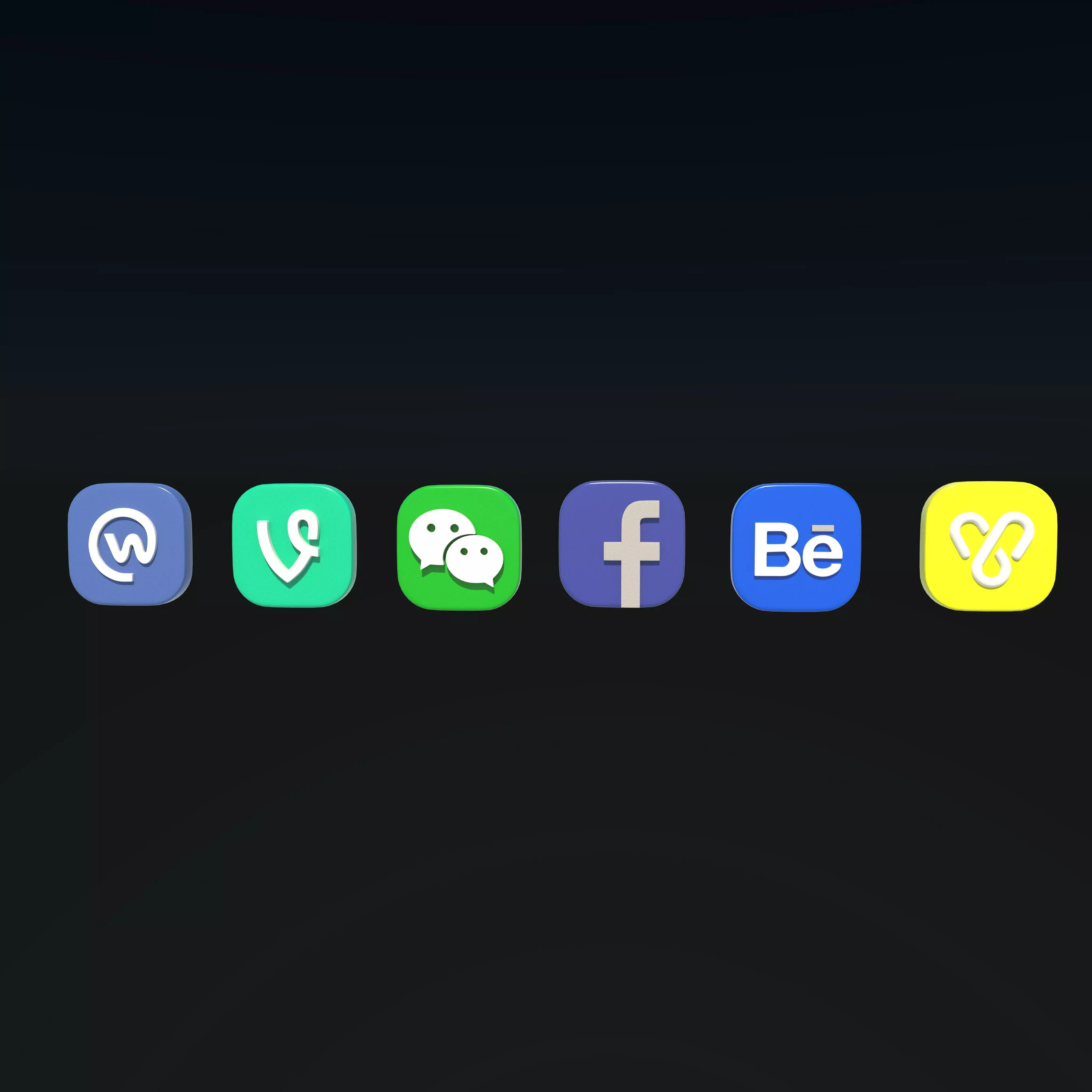 social media icons 3D model_0