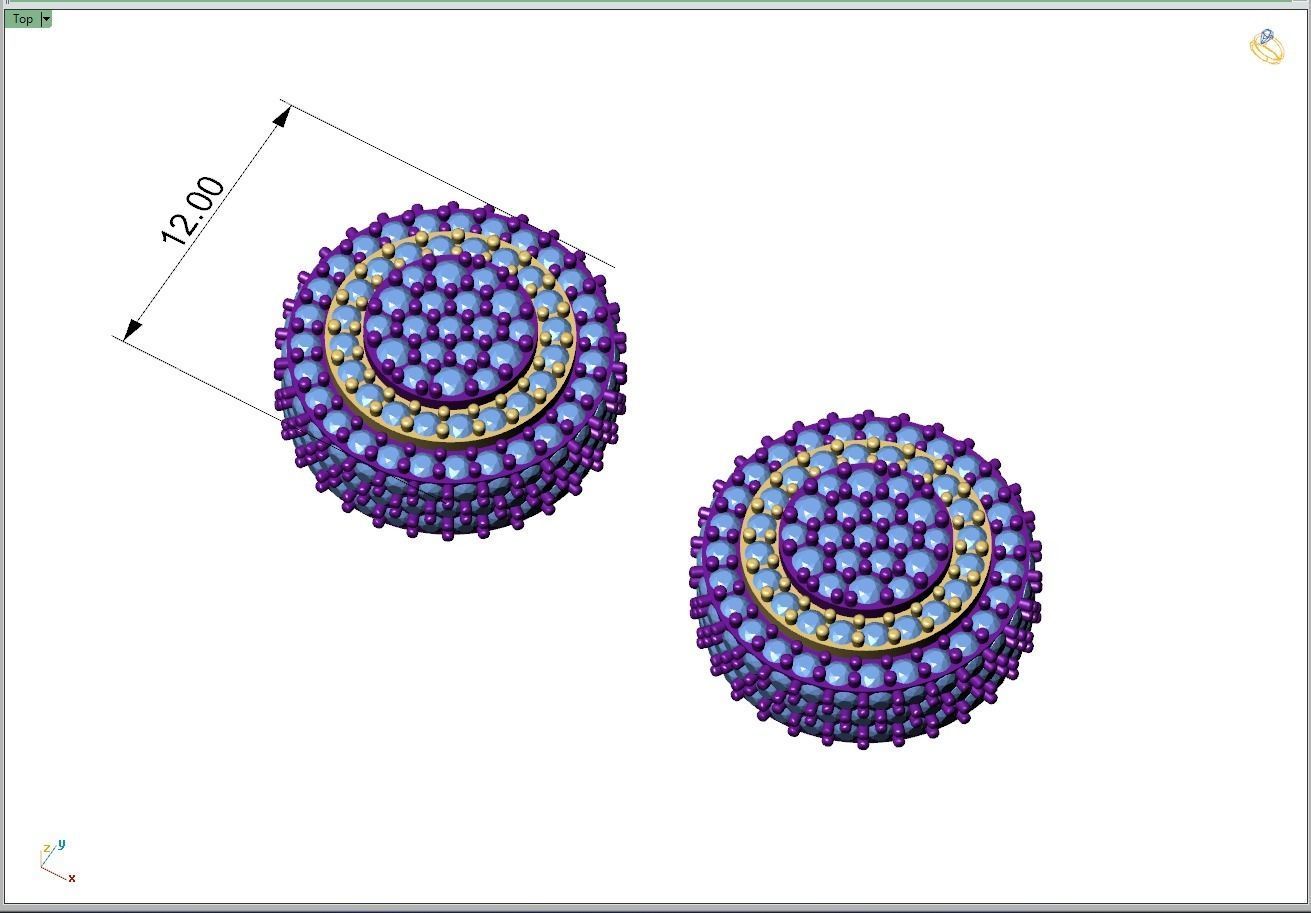 Custom Fully Round shape Diamond Studs - Ice out Earring Unisex 3D print model_4