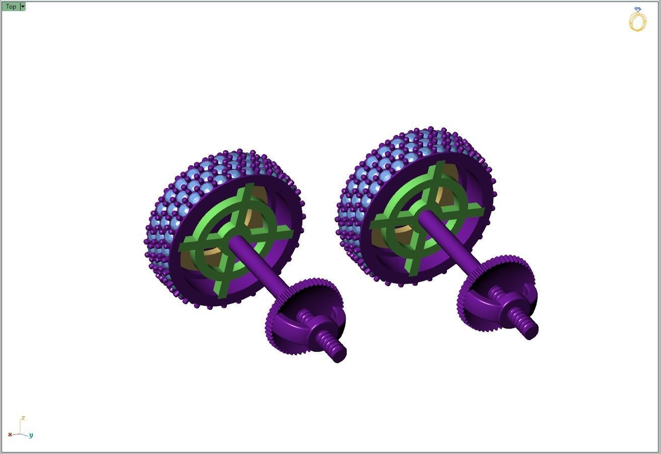 Custom Fully Round shape Diamond Studs - Ice out Earring Unisex 3D print model_12