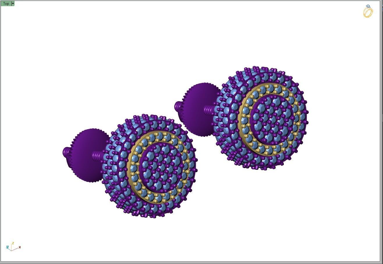 Custom Fully Round shape Diamond Studs - Ice out Earring Unisex 3D print model_10