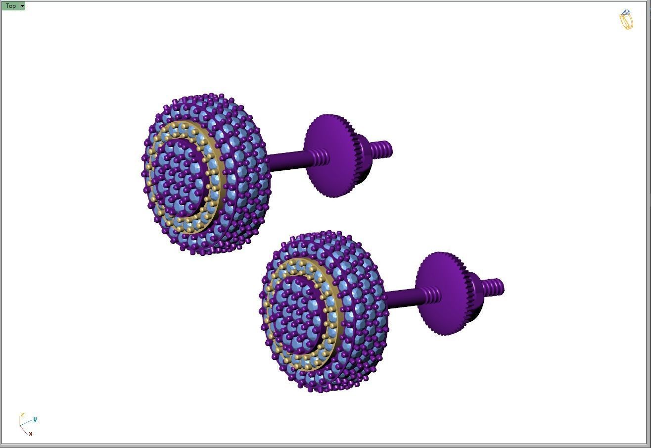 Custom Fully Round shape Diamond Studs - Ice out Earring Unisex 3D print model_8