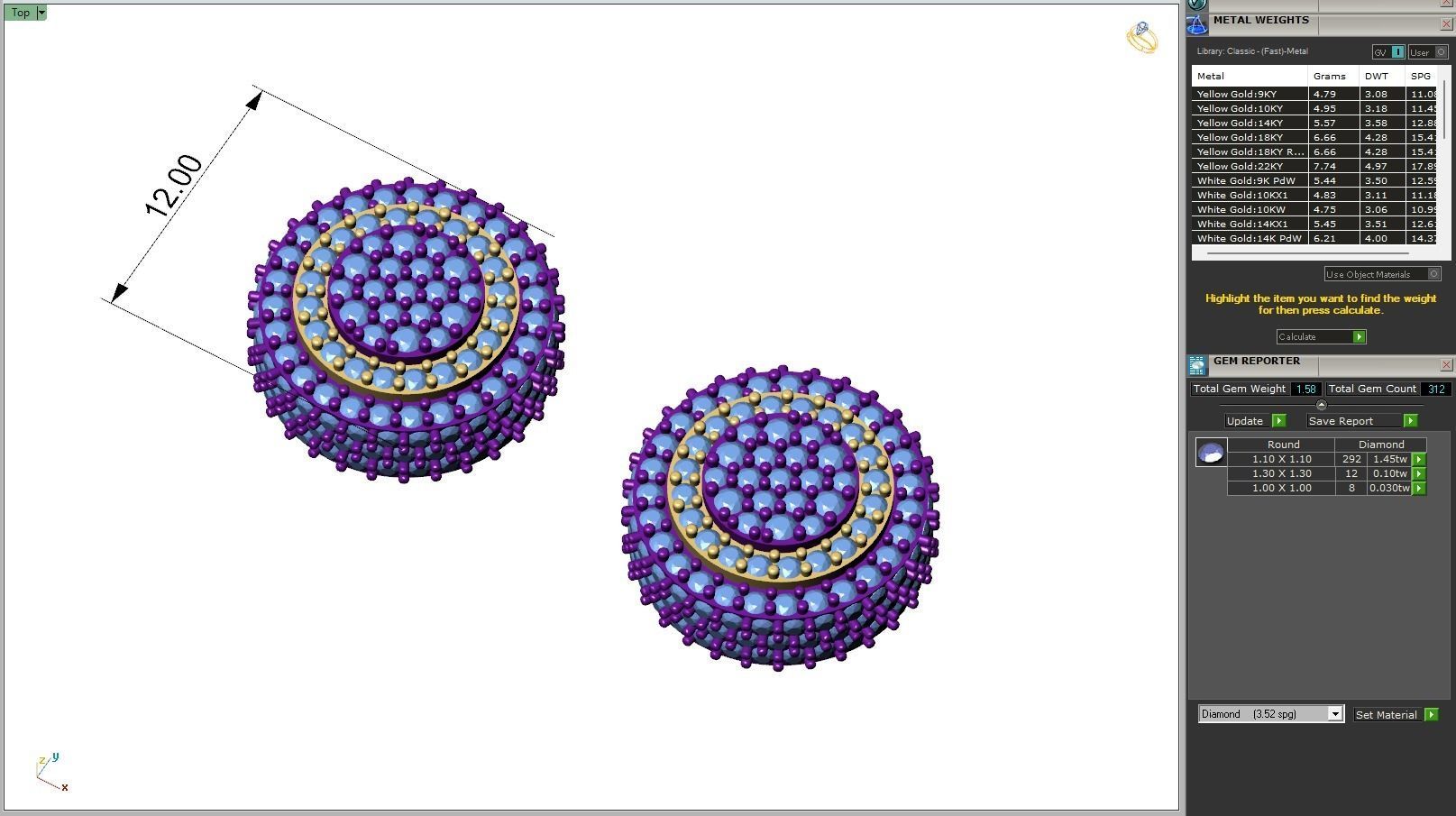 Custom Fully Round shape Diamond Studs - Ice out Earring Unisex 3D print model_6