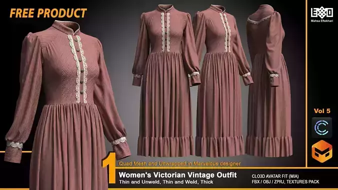 Women Victorian Vintage Outfit - VOL5