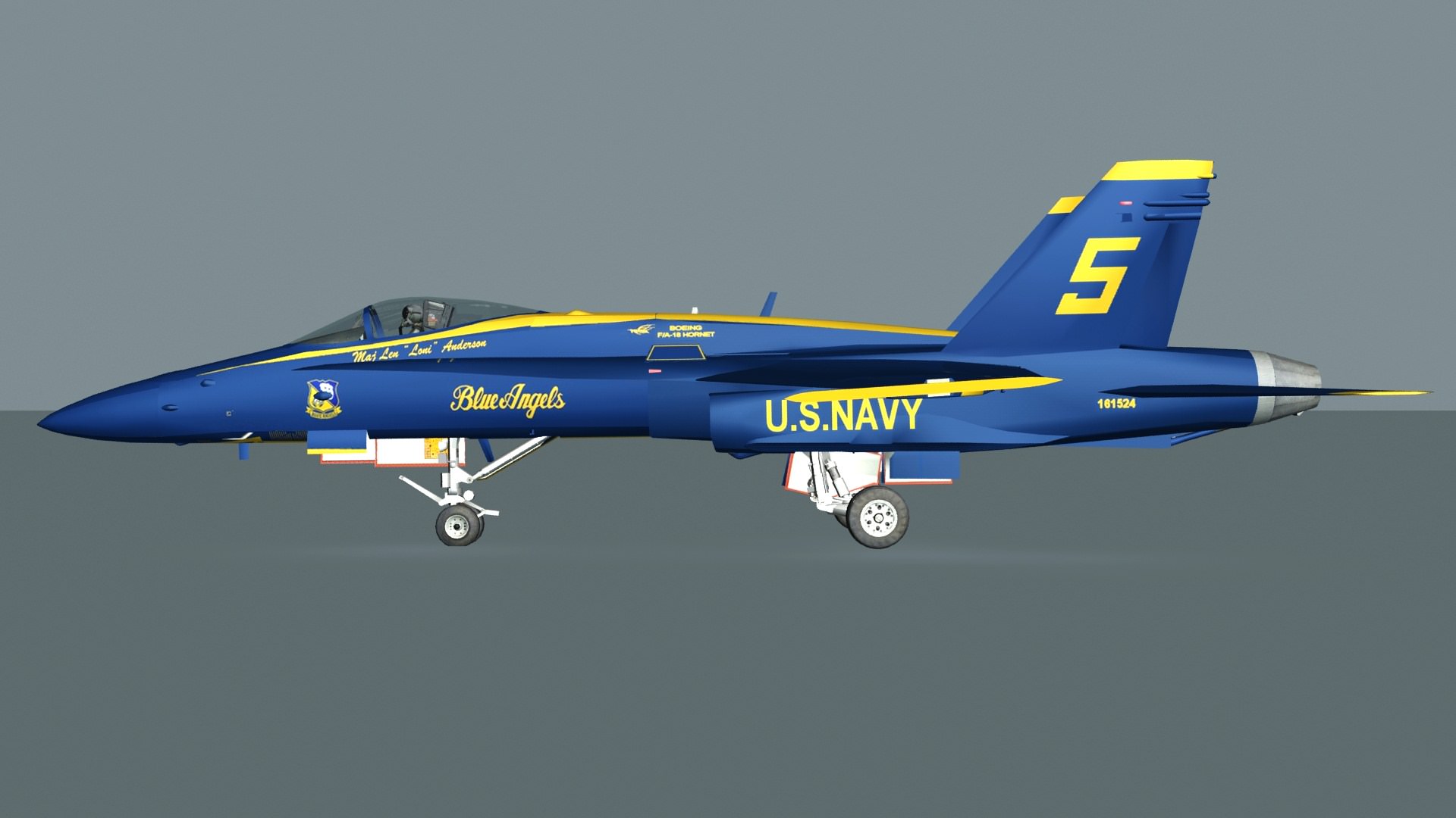 F18C Hornet Blue Angels 3D Model Game ready .max .obj .3ds ...