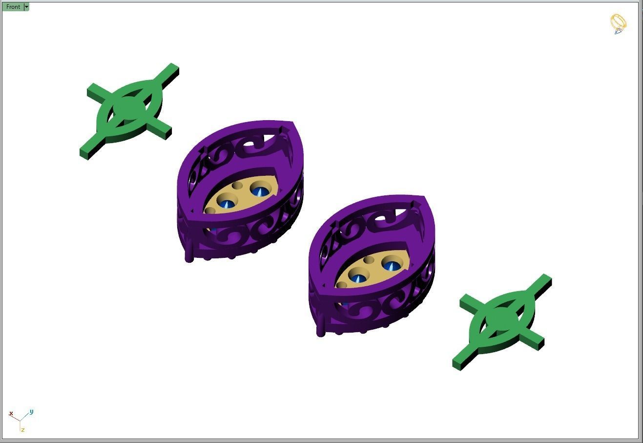 Custom Marquise Shape Diamond Stud Earring - Unisex 3D print model_12