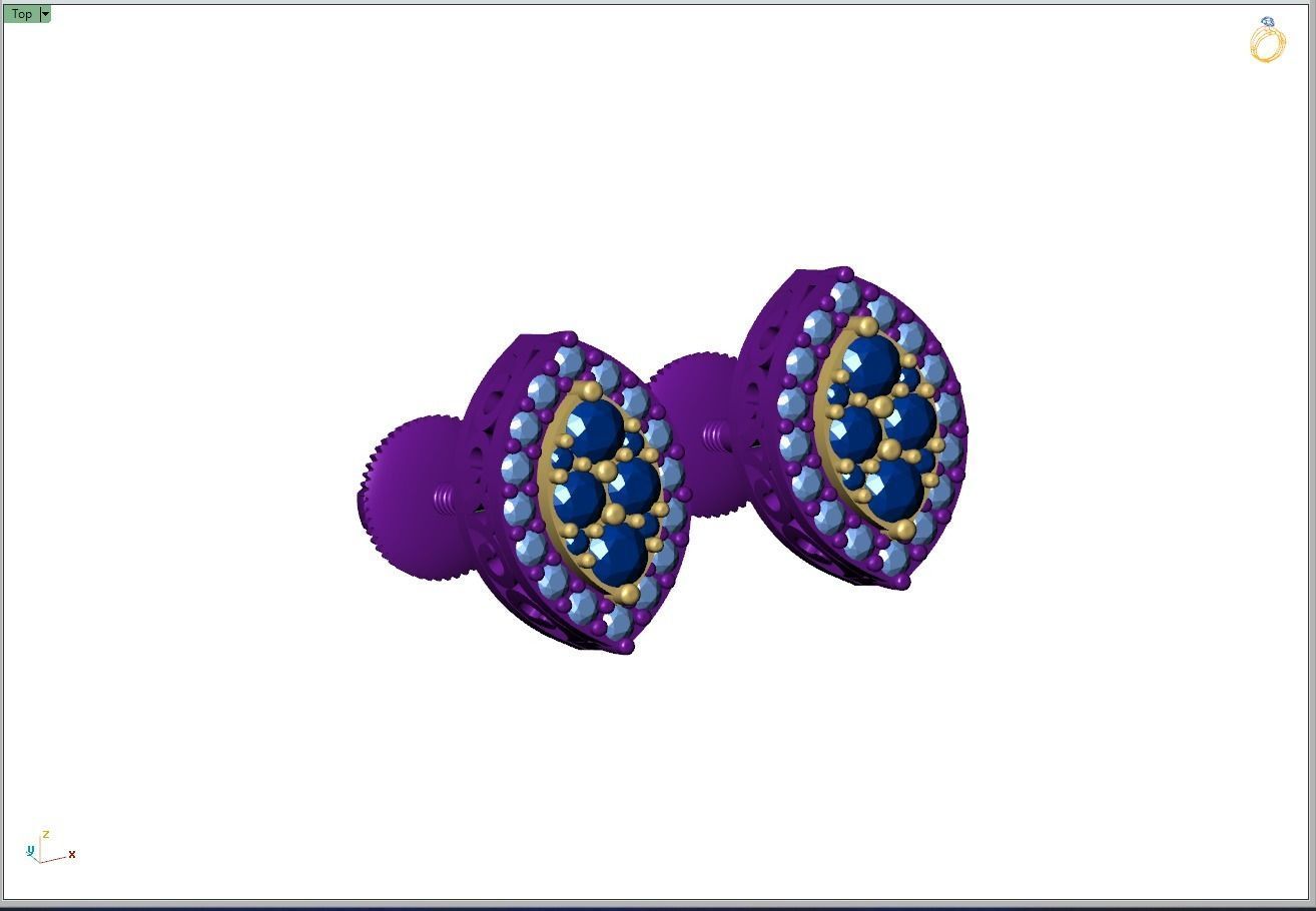 Custom Marquise Shape Diamond Stud Earring - Unisex 3D print model_9