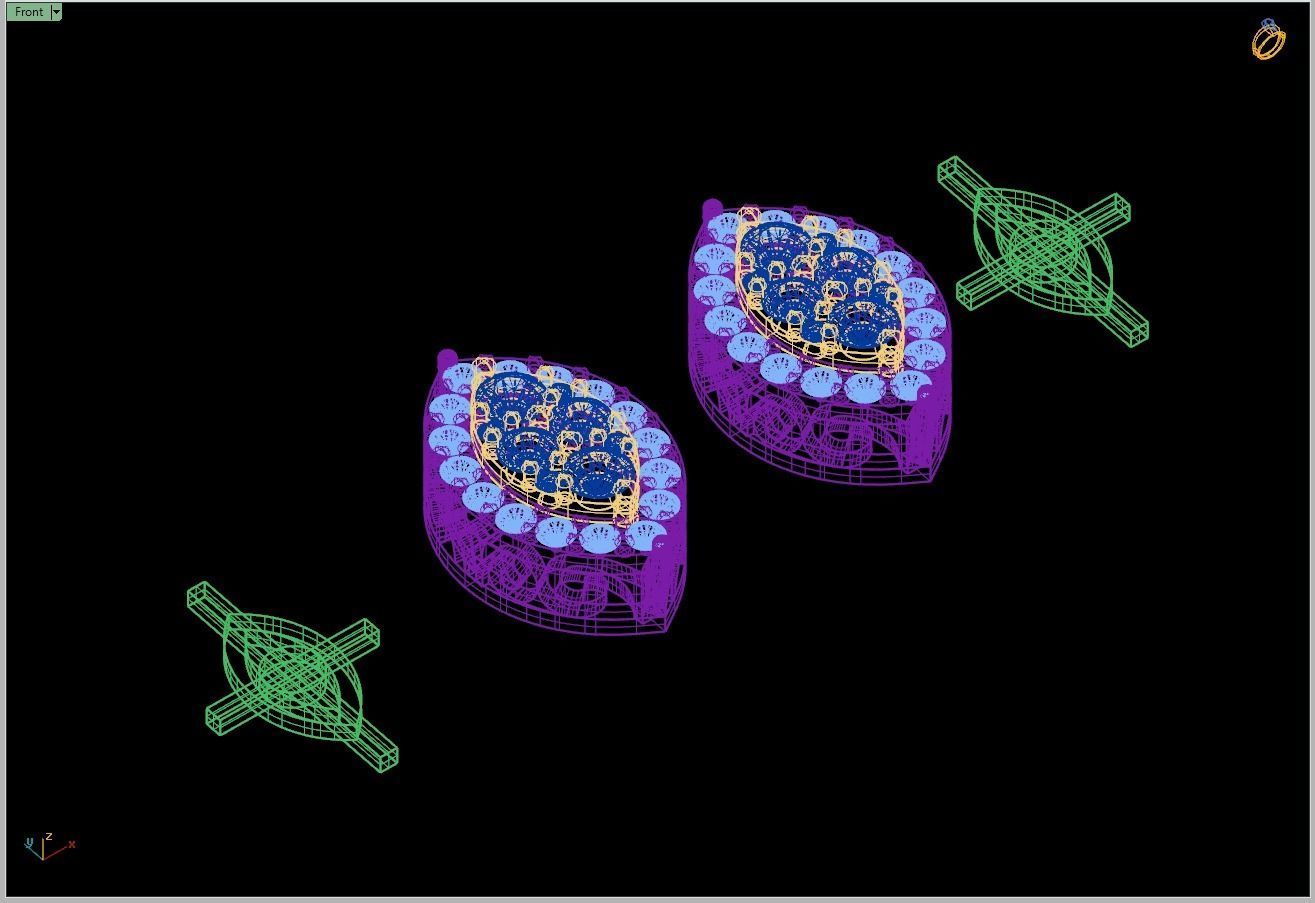 Custom Marquise Shape Diamond Stud Earring - Unisex 3D print model_15