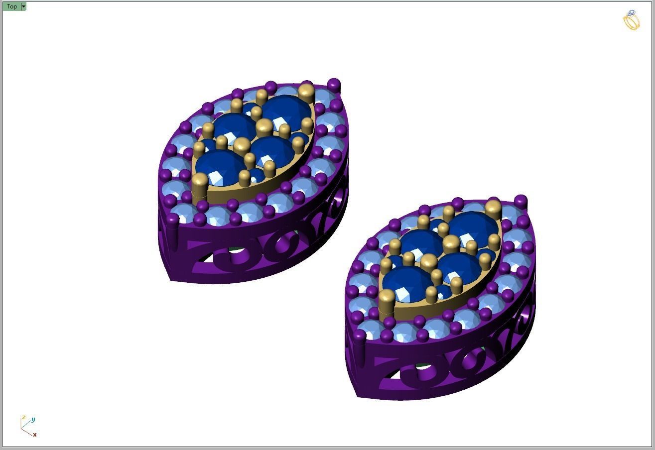 Custom Marquise Shape Diamond Stud Earring - Unisex 3D print model_8