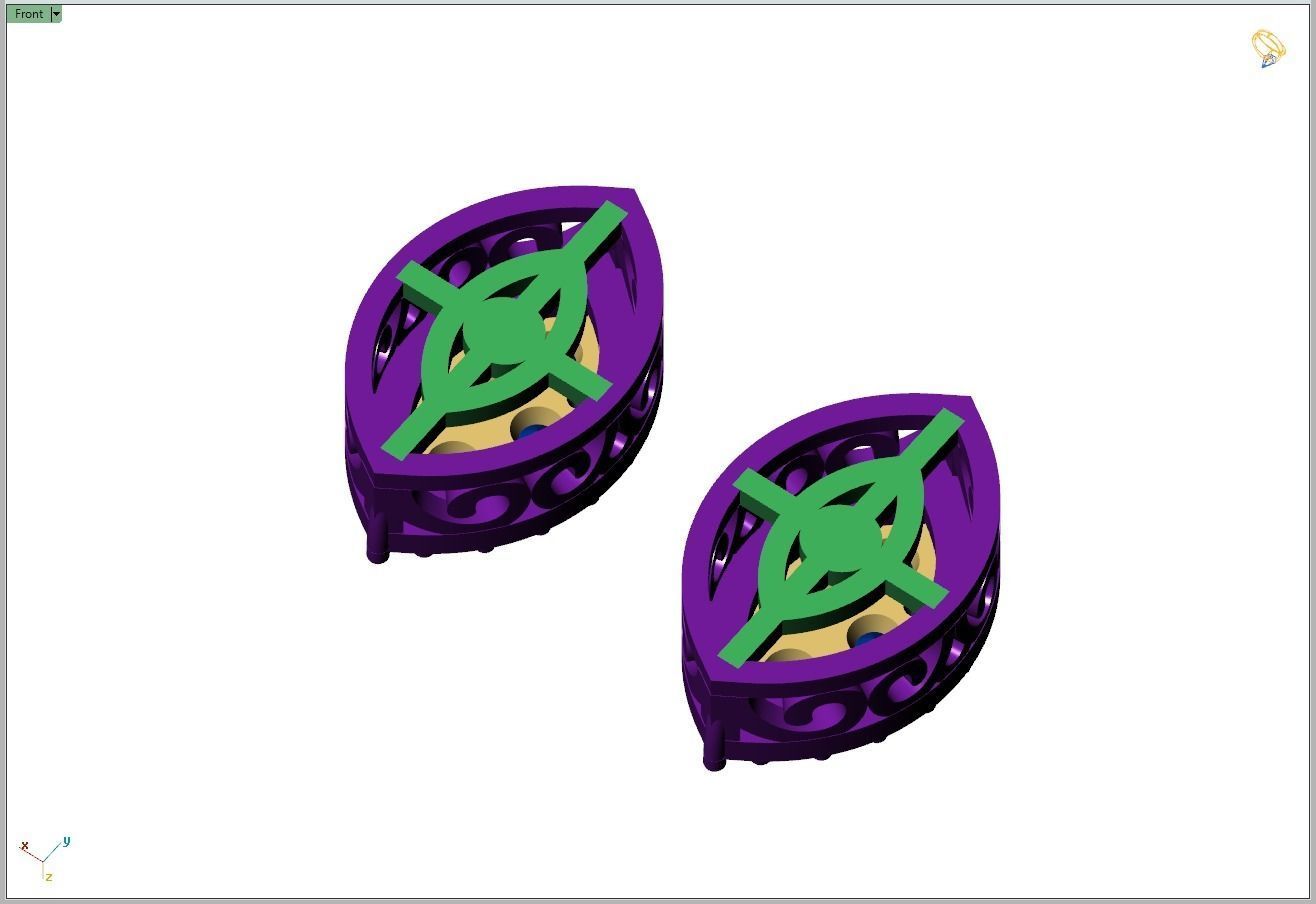 Custom Marquise Shape Diamond Stud Earring - Unisex 3D print model_10